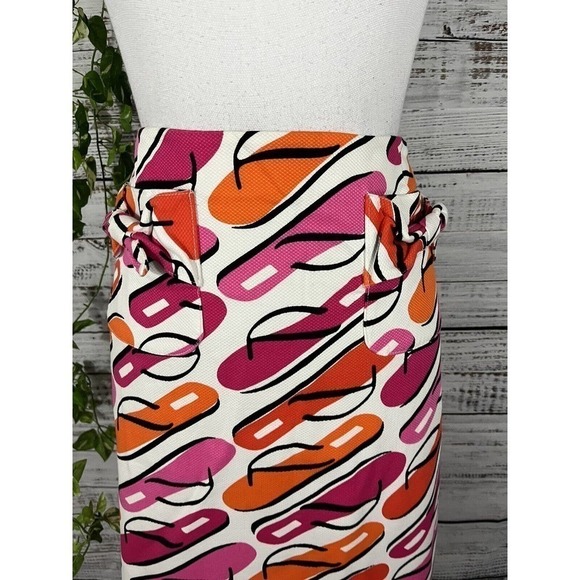 Grace Elements Skirt 8 Pink Orange Flip Flops Summer Beach Knee Modest Stretch - Picture 2 of 10